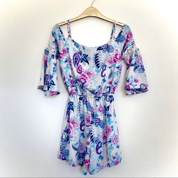 Sunset & Sixth cute Paisley Boho Romper sz XS - Picture 2 of 4